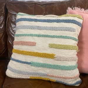 Funky colorful striped embroidered pillow cover by Magnolia